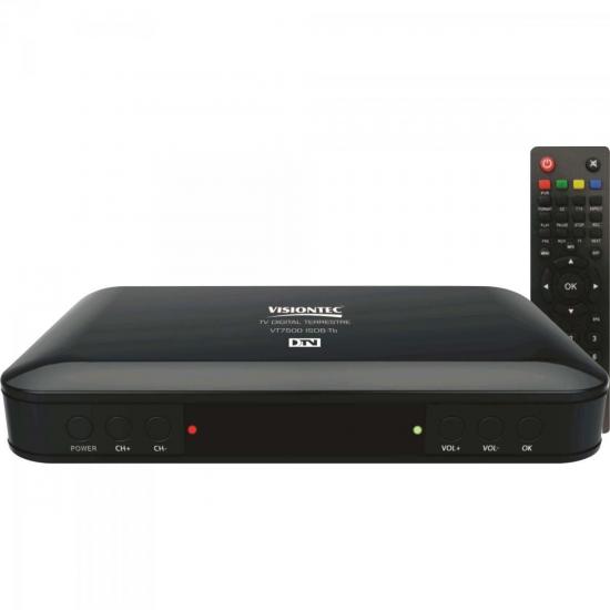 Conversor Digital Terrestre VT7500 Preto VISIONTEC por 0,00 à vista no boleto/pix ou parcele em até 1x sem juros. Compre na loja Mundomax!