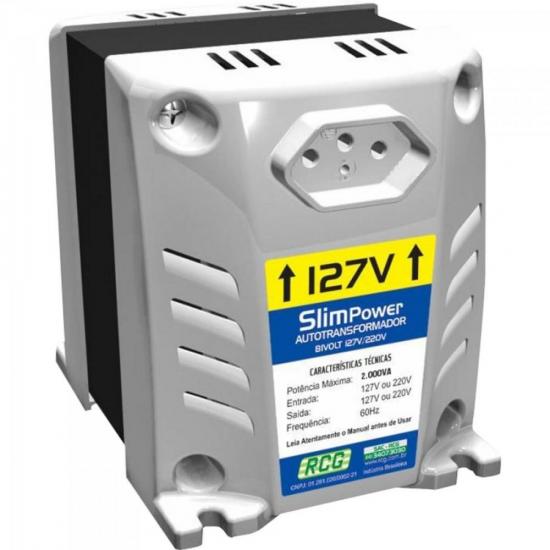 Autotransformador 127/220VAC 2000VA SLIM POWER Branco RCG por 0,00 à vista no boleto/pix ou parcele em até 1x sem juros. Compre na loja Mundomax!