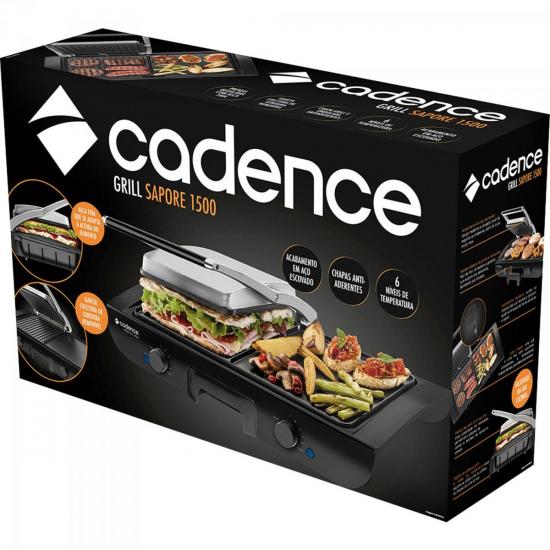 Grill Sapore 1500 110V GRL500 Preto CADENCE por 0,00 à vista no boleto/pix ou parcele em até 1x sem juros. Compre na loja Mundomax!