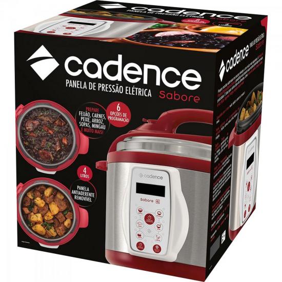 Panela de Pressão Elétrica Sabore 220V PAN900 Prata/Vermelha CADENCE por 0,00 à vista no boleto/pix ou parcele em até 1x sem juros. Compre na loja Mundomax!