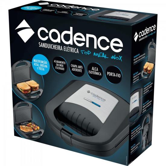 Sanduicheira Elétrica Minigrill Top Meal Inox 110V SAN611 Preta CADENCE por 0,00 à vista no boleto/pix ou parcele em até 1x sem juros. Compre na loja Mundomax!