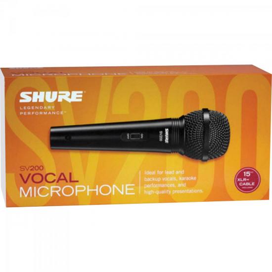 Microfone de Mão Multifuncional Com Fio SV200 Preto SHURE por 357,00 à vista no boleto/pix ou parcele em até 10x sem juros. Compre na loja Mundomax!
