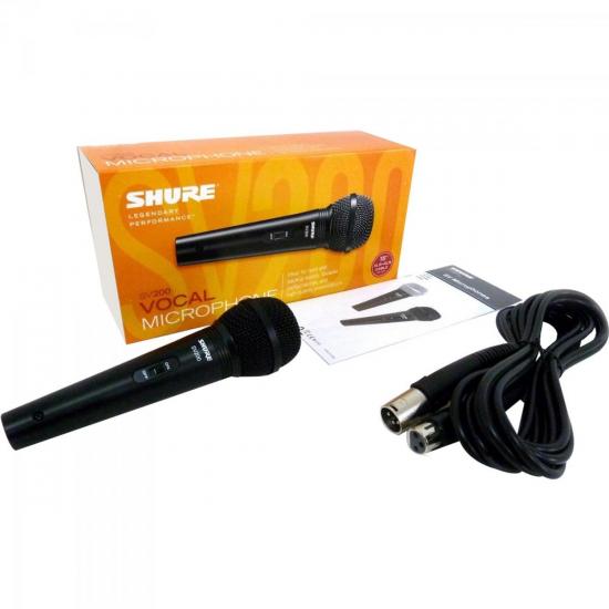 Microfone de Mão Multifuncional Com Fio SV200 Preto SHURE por 357,00 à vista no boleto/pix ou parcele em até 10x sem juros. Compre na loja Mundomax!