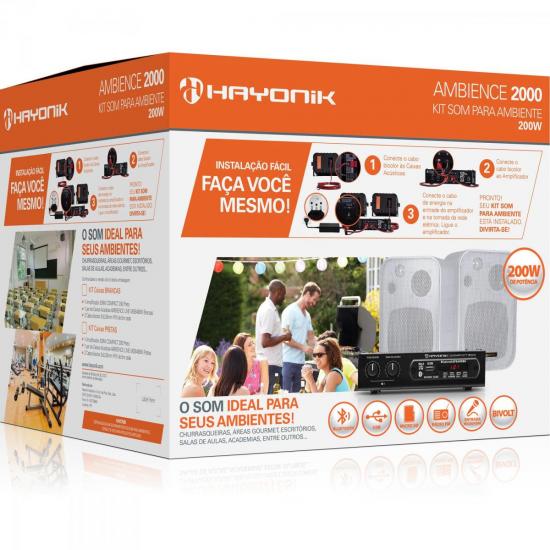 Kit Som Ambiente 200W Musical AMBIENCE 2000 Branco HAYONIK por 657,99 à vista no boleto/pix ou parcele em até 10x sem juros. Compre na loja Mundomax!