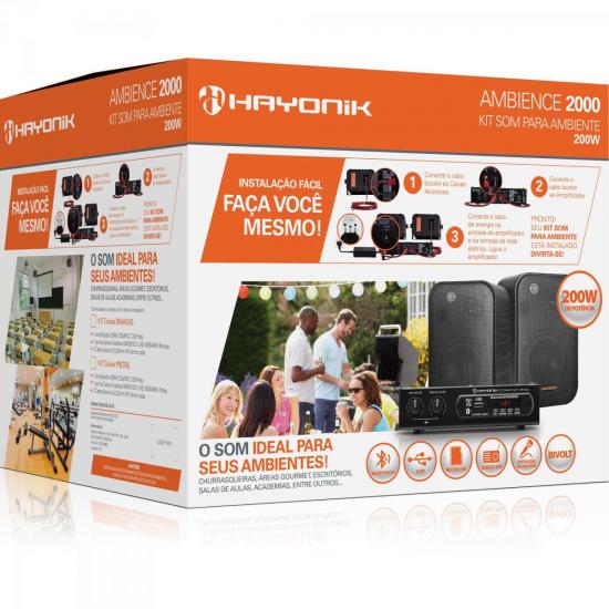 Kit Som Ambiente 200W Musical AMBIENCE 2000 Preto HAYONIK por 657,99 à vista no boleto/pix ou parcele em até 10x sem juros. Compre na loja Mundomax!