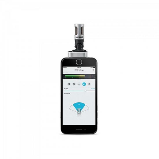 Microfone Condensador Digital Estéreo MV88 Prata SHURE por 0,00 à vista no boleto/pix ou parcele em até 1x sem juros. Compre na loja Mundomax!