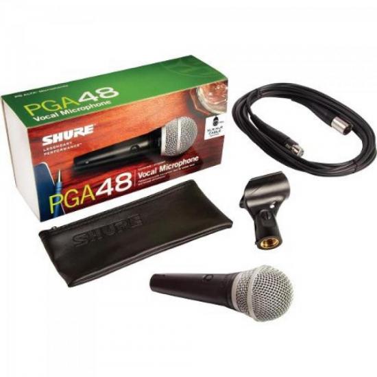 Microfone de Mão Com Fio PGA48XLR Preto SHURE por 0,00 à vista no boleto/pix ou parcele em até 1x sem juros. Compre na loja Mundomax!