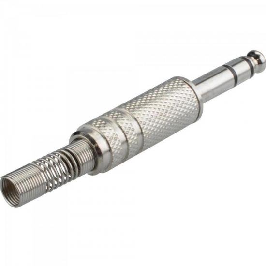 Plug P10 Estéreo com Mola SKCC140 Niquelado GENÉRICO por 0,00 à vista no boleto/pix ou parcele em até 1x sem juros. Compre na loja Mundomax!