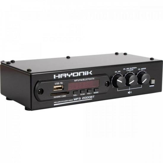 Módulo Pré-Amplificador Hayonik 2000BT MP3 c/ Gongo/FM/USB/Bluetooth por 278,00 à vista no boleto/pix ou parcele em até 10x sem juros. Compre na loja Mundomax!
