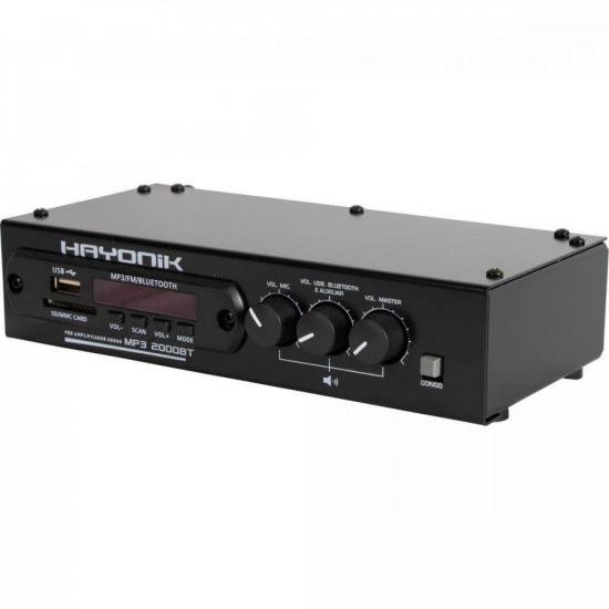 Módulo Pré-Amplificador Hayonik 2000BT MP3 c/ Gongo/FM/USB/Bluetooth por 278,00 à vista no boleto/pix ou parcele em até 10x sem juros. Compre na loja Mundomax!
