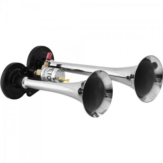 Buzina Marítima Para Caminhões com 2 Cornetas VTO043 Cromada VETOR por 0,00 à vista no boleto/pix ou parcele em até 1x sem juros. Compre na loja Mundomax!