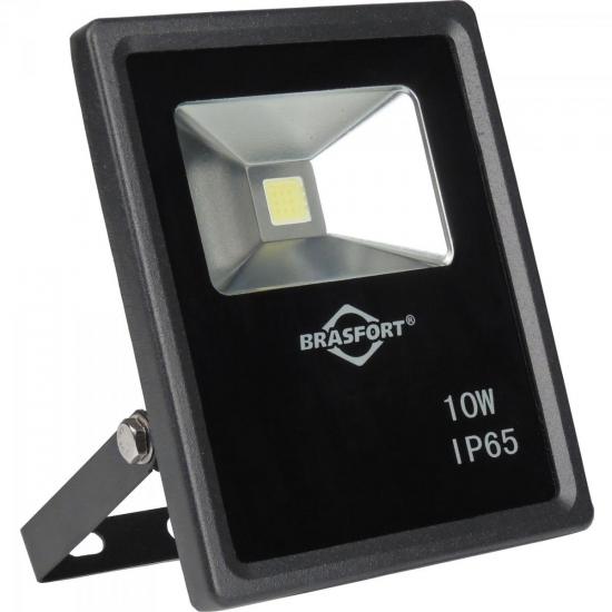 Refletor de LED 10W 6500K Bivolt SLIM Preto BRASFORT por 0,00 à vista no boleto/pix ou parcele em até 1x sem juros. Compre na loja Mundomax!
