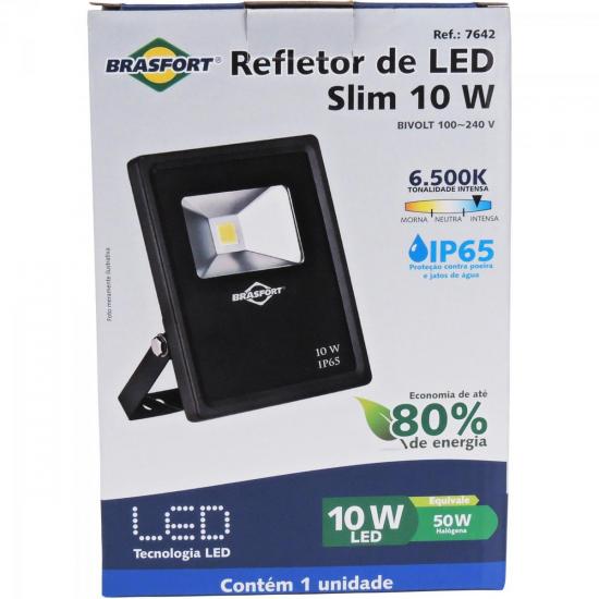 Refletor de LED 10W 6500K Bivolt SLIM Preto BRASFORT por 0,00 à vista no boleto/pix ou parcele em até 1x sem juros. Compre na loja Mundomax!
