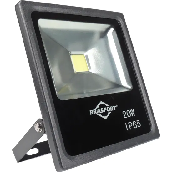 Refletor de LED 20W 6500K Bivolt SLIM Preto BRASFORT (60717)