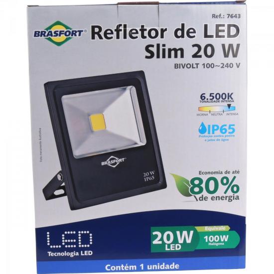 Refletor de LED 20W 6500K Bivolt SLIM Preto BRASFORT por 77,90 à vista no boleto/pix ou parcele em até 3x sem juros. Compre na loja Mundomax!