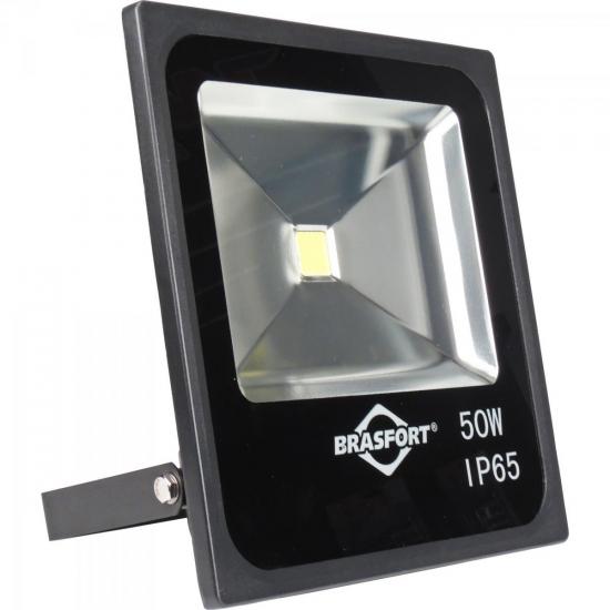 Refletor de LED 50W 6500K Bivolt SLIM Preto BRASFORT por 0,00 à vista no boleto/pix ou parcele em até 1x sem juros. Compre na loja Mundomax!