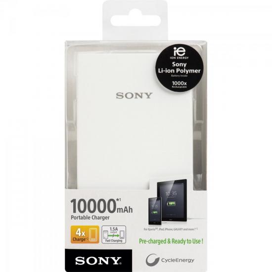 Carregador Portátil USB 10000mAh CP-V10 Branco SONY por 0,00 à vista no boleto/pix ou parcele em até 1x sem juros. Compre na loja Mundomax!