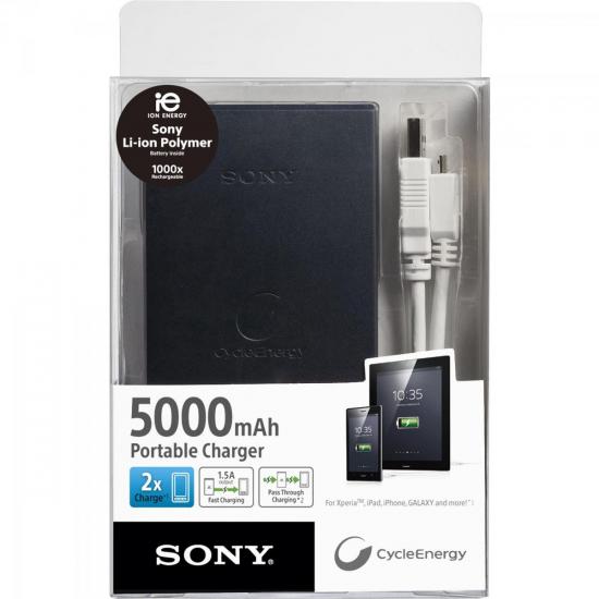 Carregador Portátil USB 5000mAh CP-F5BC Preto SONY por 0,00 à vista no boleto/pix ou parcele em até 1x sem juros. Compre na loja Mundomax!