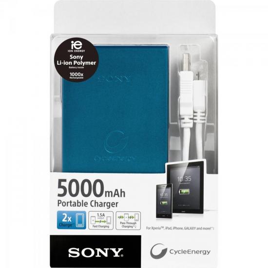 Carregador Portátil USB 5000mAh CP-F5BC Azul SONY por 0,00 à vista no boleto/pix ou parcele em até 1x sem juros. Compre na loja Mundomax!