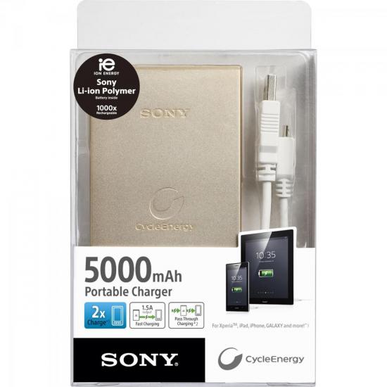 Carregador Portátil USB 5000mAh CP-F5BC Dourado SONY por 0,00 à vista no boleto/pix ou parcele em até 1x sem juros. Compre na loja Mundomax!