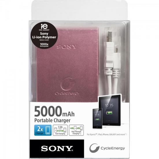 Carregador Portátil USB 5000mAh CP-F5BC Rosa SONY por 0,00 à vista no boleto/pix ou parcele em até 1x sem juros. Compre na loja Mundomax!