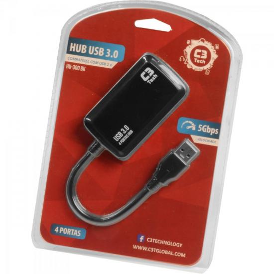 Hub USB 4 Portas HU-300BK Preto C3 TECH por 0,00 à vista no boleto/pix ou parcele em até 1x sem juros. Compre na loja Mundomax!