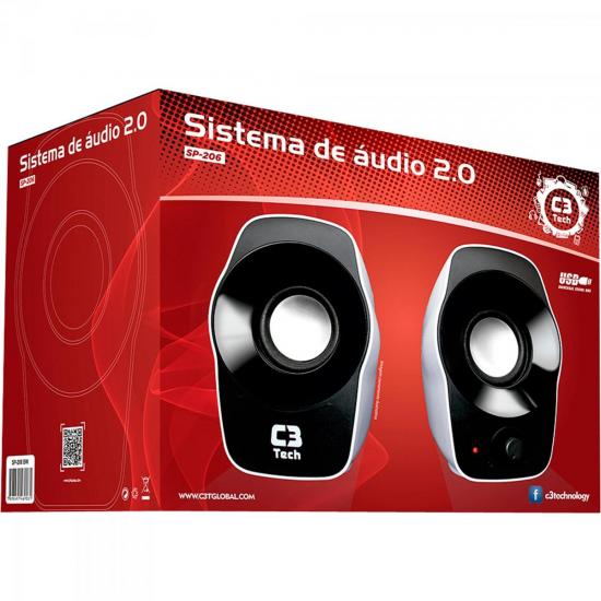 Caixa Multimídia 2.0 3+3W RMS SP-206BW Preto/Branco C3 TECH por 0,00 à vista no boleto/pix ou parcele em até 1x sem juros. Compre na loja Mundomax!