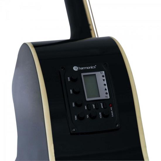 Violão Harmonics GE-21 Eletroacústico Aço Preto por 630,00 à vista no boleto/pix ou parcele em até 10x sem juros. Compre na loja Mundomax!