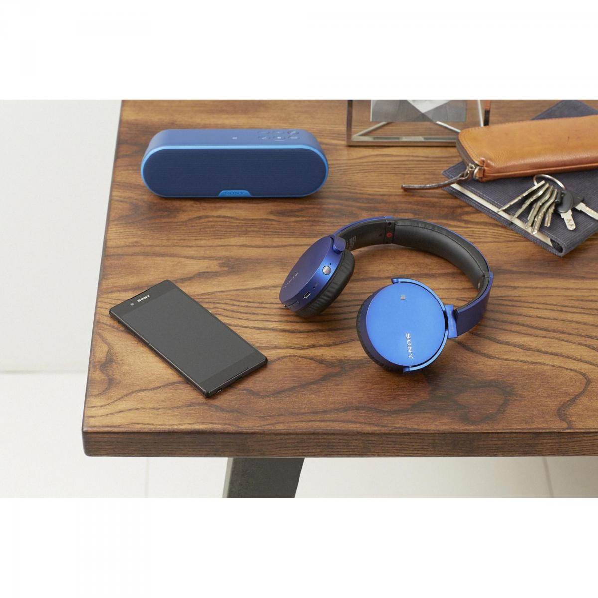 Fone de Ouvido Wireless Bluetooth com Microfone MDR-XB650BT Azul
