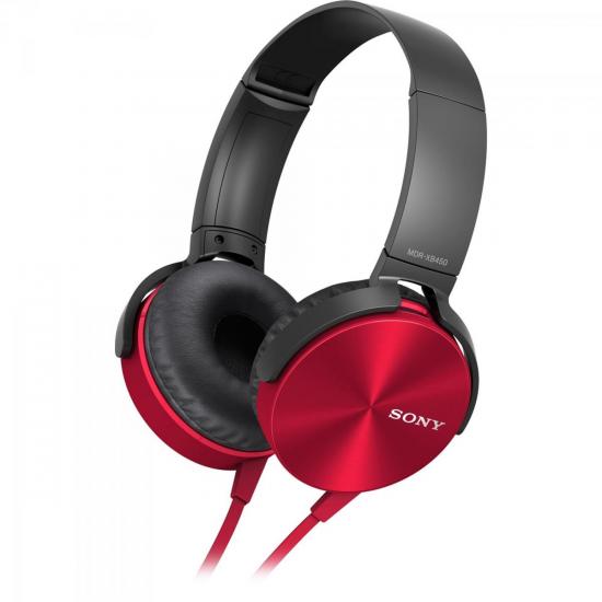 Fone de Ouvido com Microfone MDR-XB450AP EXTRA BASS Preto/Vermelho SONY por 0,00 à vista no boleto/pix ou parcele em até 1x sem juros. Compre na loja Mundomax!