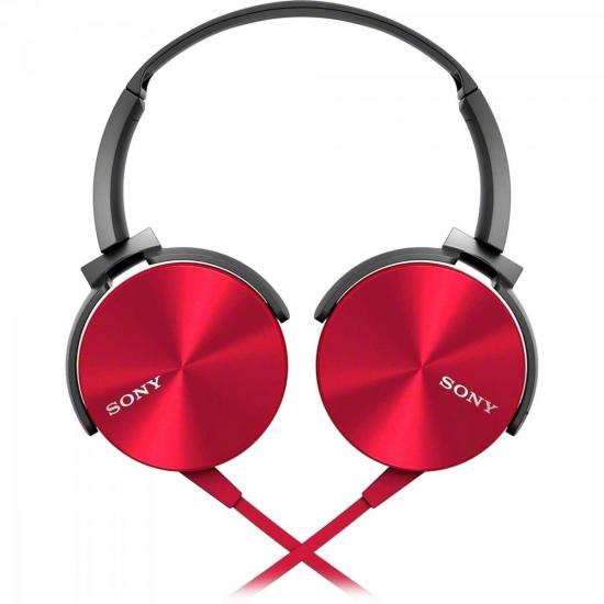 Fone de Ouvido com Microfone MDR-XB450AP EXTRA BASS Preto/Vermelho SONY por 0,00 à vista no boleto/pix ou parcele em até 1x sem juros. Compre na loja Mundomax!