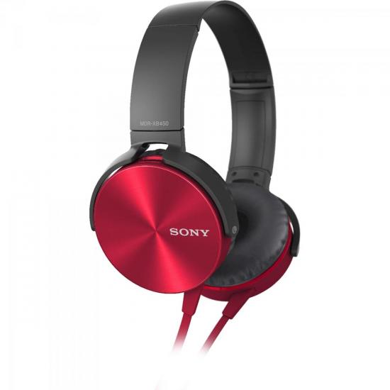 Fone de Ouvido com Microfone MDR-XB450AP EXTRA BASS Preto/Vermelho SONY por 0,00 à vista no boleto/pix ou parcele em até 1x sem juros. Compre na loja Mundomax!