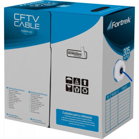 Cabo CFTV UTP CAT-103/305 Azul FORTREK por 0,00 à vista no boleto/pix ou parcele em até 1x sem juros. Compre na loja Mundomax!