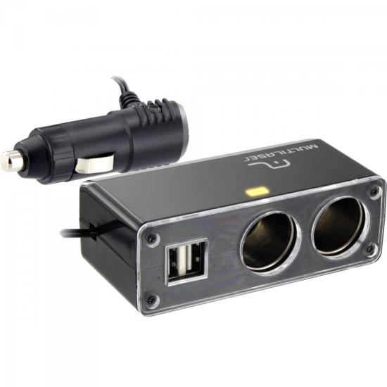 Adaptador Veicular USB + 12V AU905 Preto MULTILASER por 0,00 à vista no boleto/pix ou parcele em até 1x sem juros. Compre na loja Mundomax!