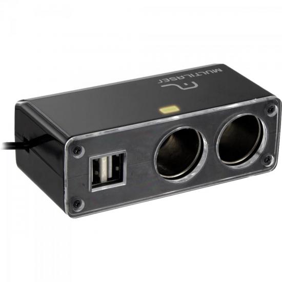 Adaptador Veicular USB + 12V AU905 Preto MULTILASER por 0,00 à vista no boleto/pix ou parcele em até 1x sem juros. Compre na loja Mundomax!