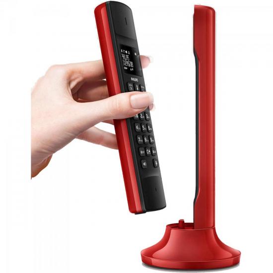 Telefone sem Fio Linea com ID e Viva-Voz M3301R/BR Vermelho PHILIPS por 0,00 à vista no boleto/pix ou parcele em até 1x sem juros. Compre na loja Mundomax!