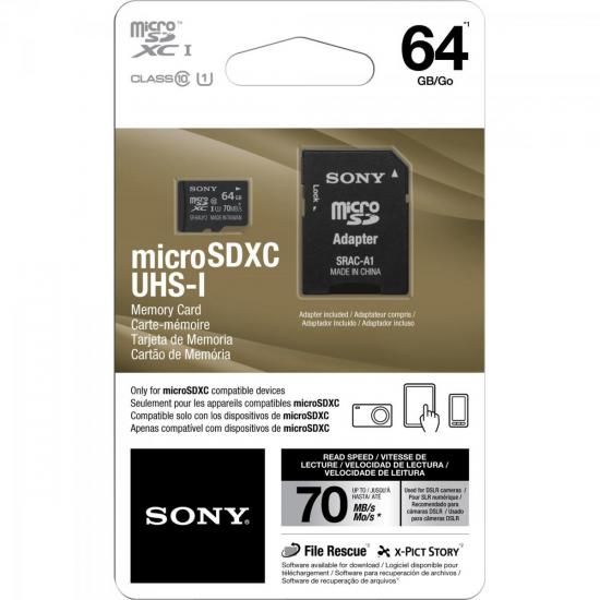 Cartão de Memória 64GB Micro SDXC com Adaptador CLASSE 10 SR-64UY2 SONY por 0,00 à vista no boleto/pix ou parcele em até 1x sem juros. Compre na loja Mundomax!
