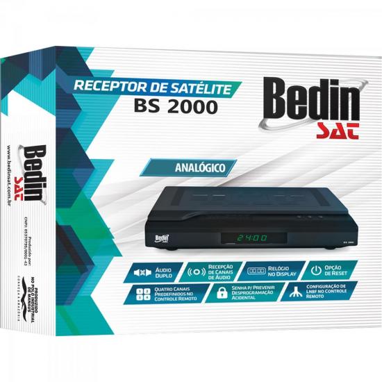 Receptor Analógico BS2000 Preto BEDINSAT por 0,00 à vista no boleto/pix ou parcele em até 1x sem juros. Compre na loja Mundomax!