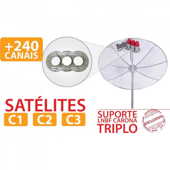 Suporte LNBF Carona Triplo C1/C2/C3 Cinza BEDINSAT por 48,90 à vista no boleto/pix ou parcele em até 1x sem juros. Compre na loja Mundomax!