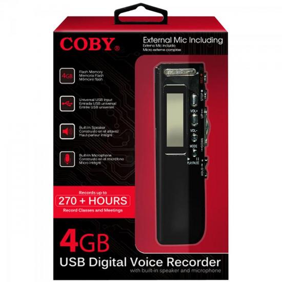 Gravador Digital de Voz, Telefônico e MP3 Player CVR20 Preto COBY por 0,00 à vista no boleto/pix ou parcele em até 1x sem juros. Compre na loja Mundomax!