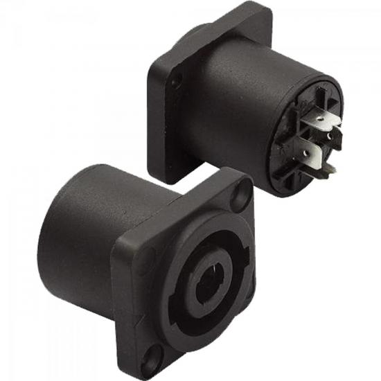 Conector Speakon Fêmea 4 Pólos Painel JCSP0001 Preto STORM (embalagem c/ 10 uni.) por 20,90 à vista no boleto/pix ou parcele em até 1x sem juros. Compre na loja Mundomax!