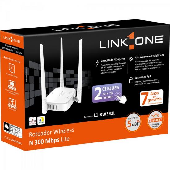 Roteador Wireless 300Mbps LITE L1-RW333L Branco LINK ONE por 0,00 à vista no boleto/pix ou parcele em até 1x sem juros. Compre na loja Mundomax!