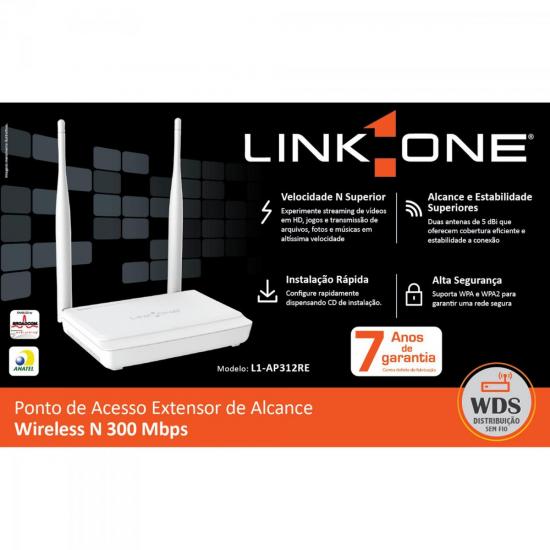 Ponto de Acesso Extensor Wireless 300Mbps N 300 L1-AP312RE Branco LINK por 0,00 à vista no boleto/pix ou parcele em até 1x sem juros. Compre na loja Mundomax!