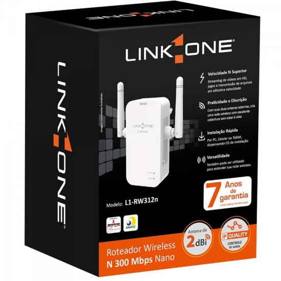 Roteador Wireless 300Mbps NANO L1-RW312N Branco LINK ONE por 0,00 à vista no boleto/pix ou parcele em até 1x sem juros. Compre na loja Mundomax!