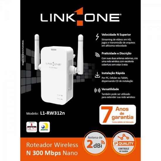 Roteador Wireless 300Mbps NANO L1-RW312N Branco LINK ONE por 0,00 à vista no boleto/pix ou parcele em até 1x sem juros. Compre na loja Mundomax!