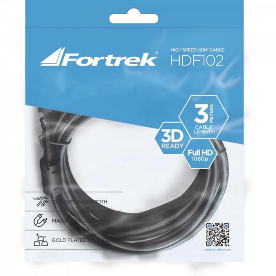 Cabo HDMI com Filtro 1.4 3D 3m HDF-102/3M Preto FORTREK por 22,90 à vista no boleto/pix ou parcele em até 1x sem juros. Compre na loja Mundomax!