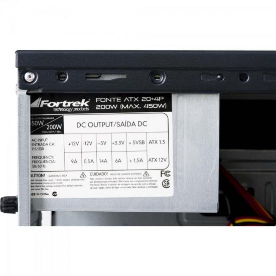 Gabinete Standard com Fonte SC-401BK Preto FORTREK por 0,00 à vista no boleto/pix ou parcele em até 1x sem juros. Compre na loja Mundomax!