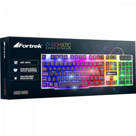 Teclado Gamer Multimídia CHROMATIC GK-710 Preto com LED Colorido