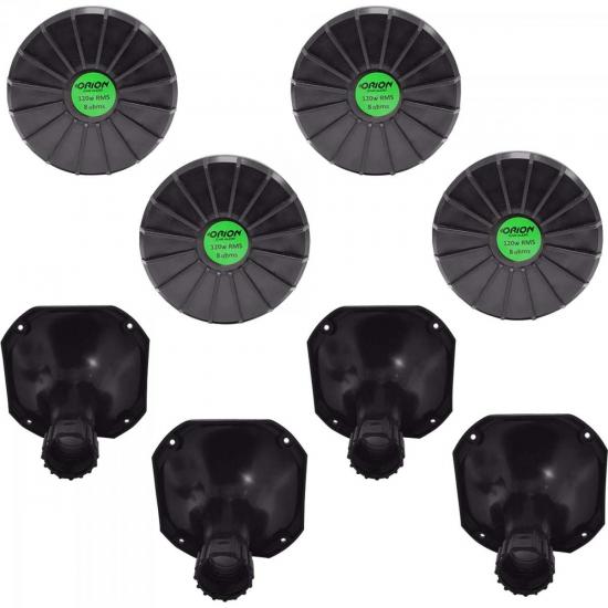 Kit Som Automotivo 120W RMS 8 Ohms 4 DRIVERS + 4 CORNETAS CURTAS ORION por 0,00 à vista no boleto/pix ou parcele em até 1x sem juros. Compre na loja Mundomax!