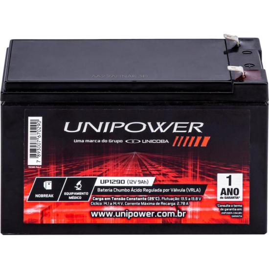 Bateria Estacionária Selada 12V 9Ah VRLA UP1290 Unipower por 165,00 à vista no boleto/pix ou parcele em até 6x sem juros. Compre na loja Mundomax!